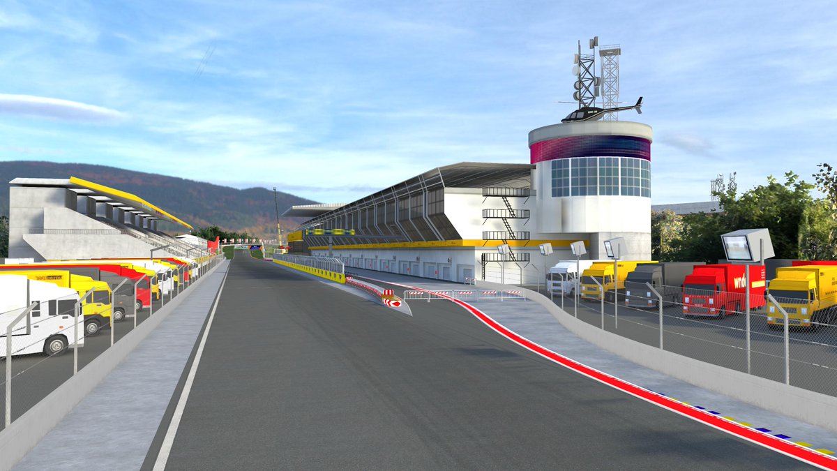 adamdived1's tweet photo. Just finished the look update for Middle Ground circuit in #RaceClubVR for #Quest3: sponsors, airfences and mega giant statue-structure of the V12! https://t.co/ku29ruoHO4
