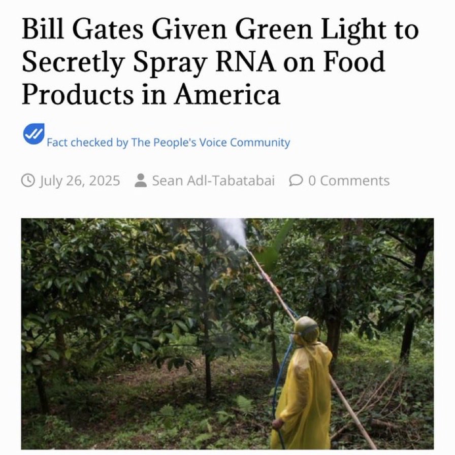 Hearing today Bill “I Got The Clap” Gates got approved to spray your food with myocarditis.