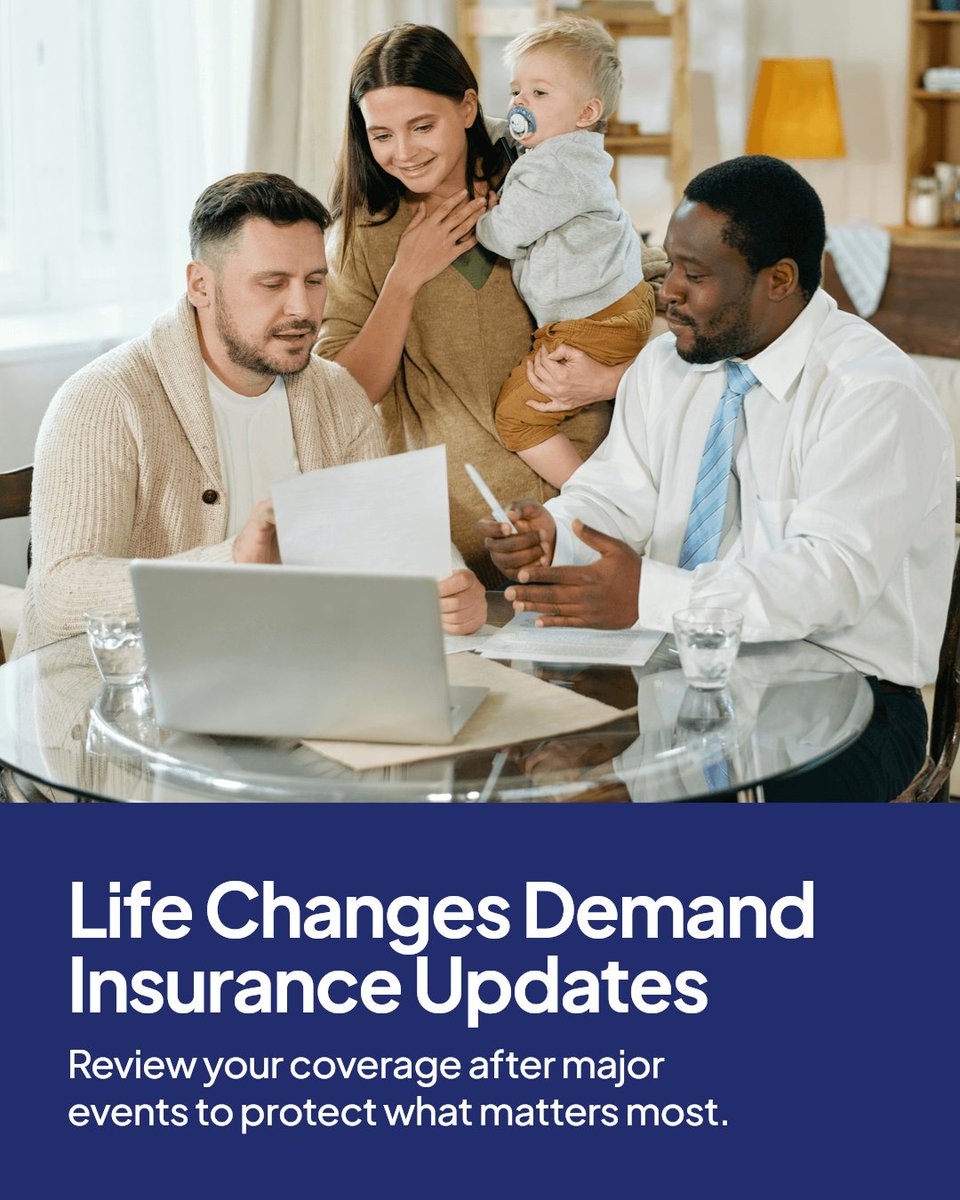 ASZAssociates's tweet photo. Your family's needs change—your insurance should too. Review your coverage after major life events like a new baby, home purchase, or career change. Need help adjusting your policy? Book a call or get a quote today. https://t.co/et17RtcJnD
