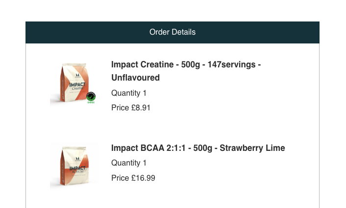 PotterRafed's tweet photo. Looking at my last orders this time last year for some creatine and BCAA..

The stuff they don't advertise about:
Prices have increased 57% and 66% respectively within a year!

This is crazy!

@Myprotein https://t.co/aqrsErOcMi