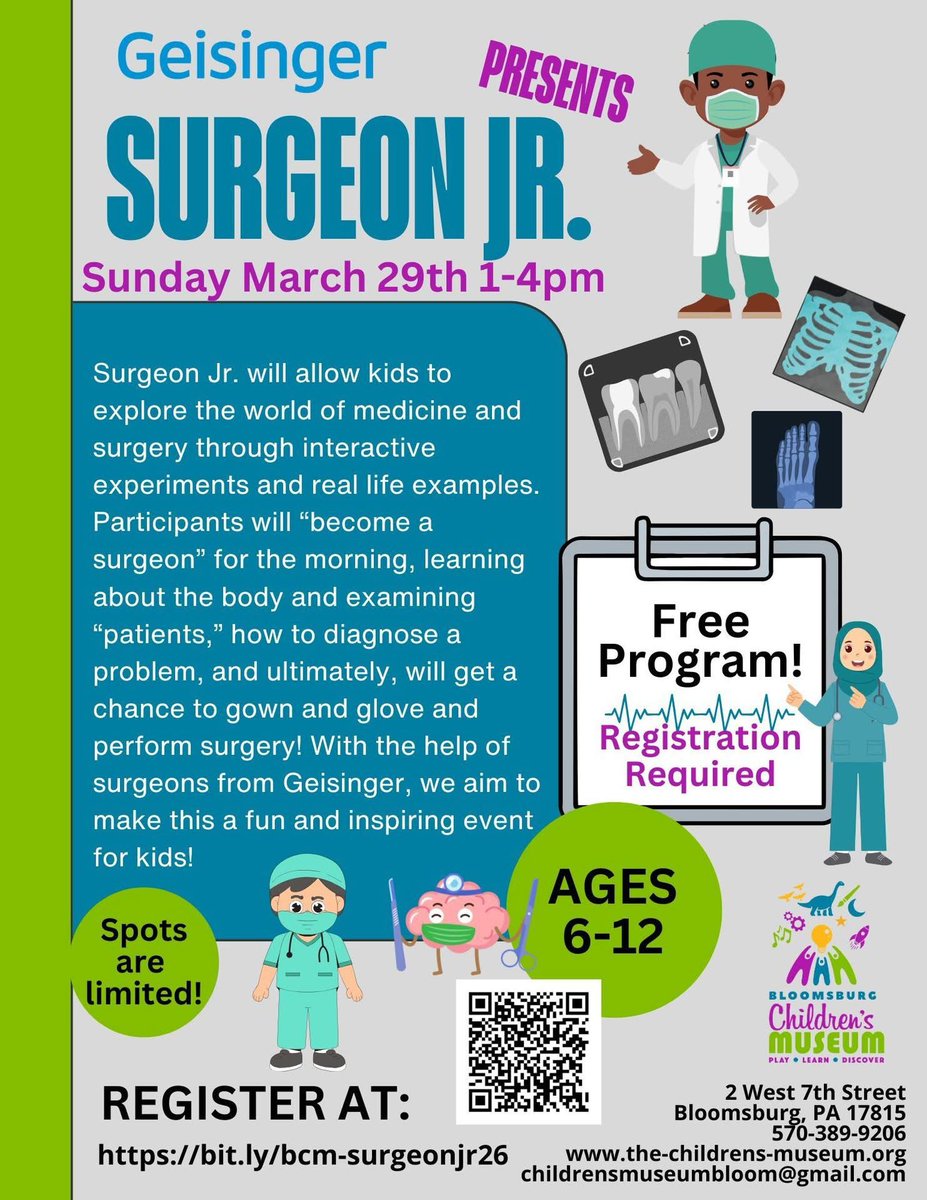 🩺🏥🧑‍⚕️ Know a young person who wants to explore a career as a surgeon?! Check out this amazing, FREE opportunity! Get #CareerReadyPA!
zeffy.com/en-US/ticketin…