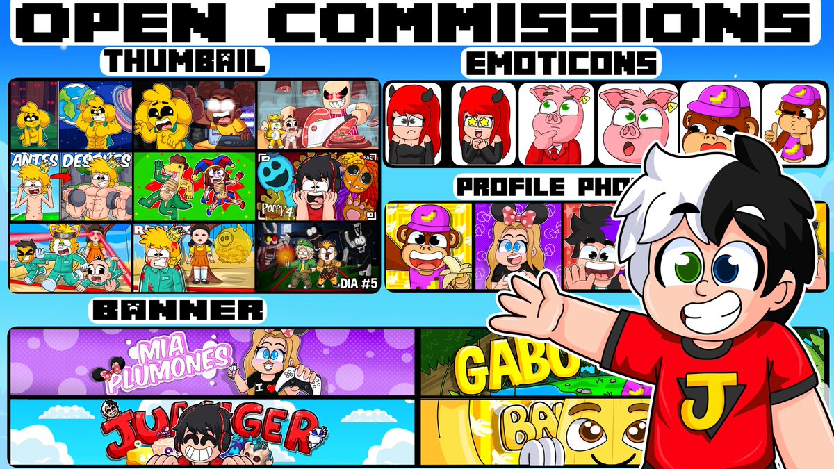 🎨✨ OPEN COMMISSIONS! ✨🎨

I create YouTube thumbnails, banners, profile pics &amp; custom emoticons in a colorful cartoon style 🔥

💥 20% OFF for a limited time
📩 DM me to discuss your idea!
#OpenCommissions #ThumbnailArtist #DigitalArt #Discount