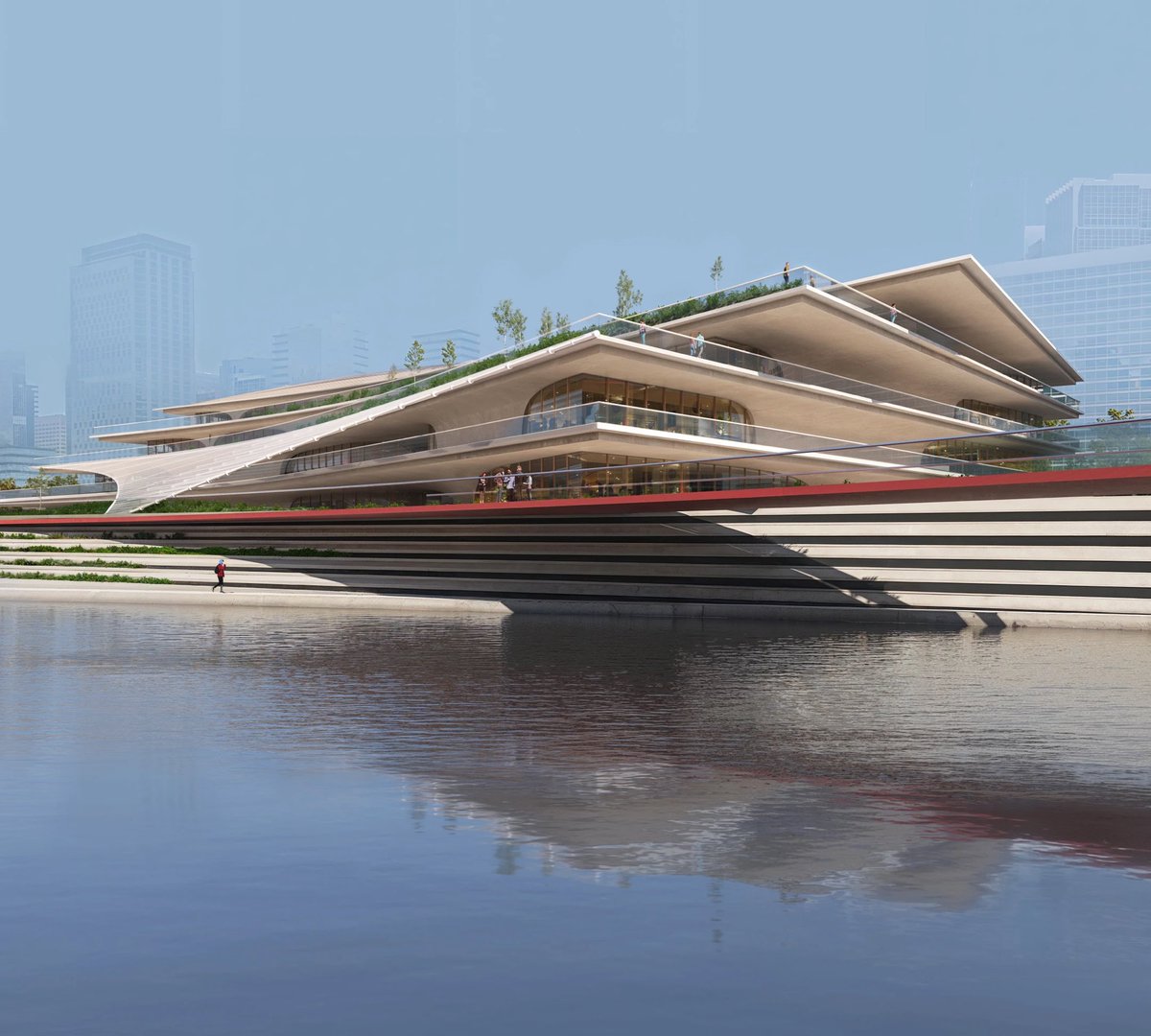 parametricarch's tweet photo. Zaha Hadid Architects (@ZHA_News)  Reveals Design for Qiantang Bay Central Water Axis in Hangzhou.

https://t.co/SnodMo42FA https://t.co/c78lGJa7fU