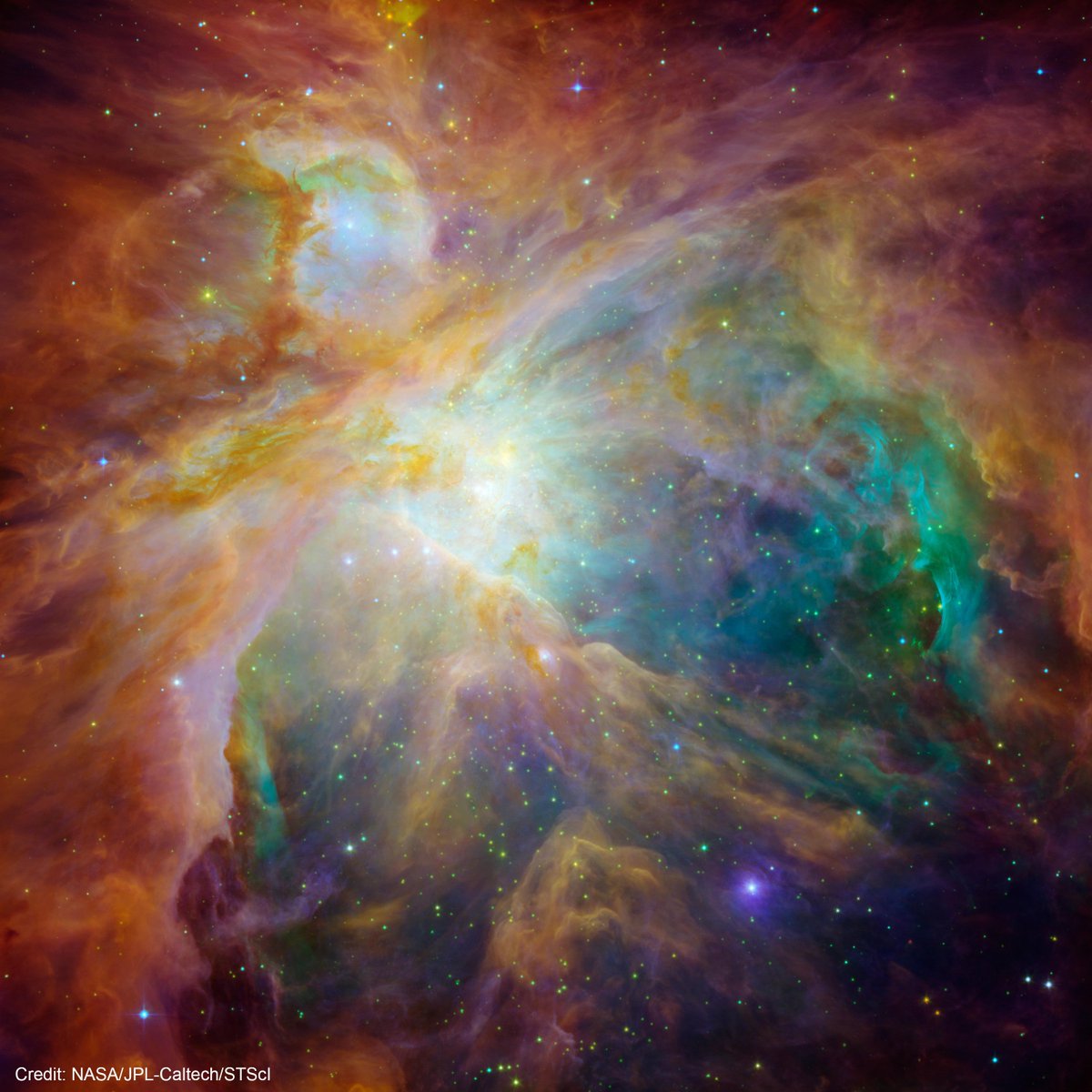 To the unaided eye, the Orion Nebula appears as a tiny, hazy spot within the sword of the constellation Orion. But it’s a vast stellar nursery of roiling dust and gas where vast numbers of new stars are forming. #MondayMotivation