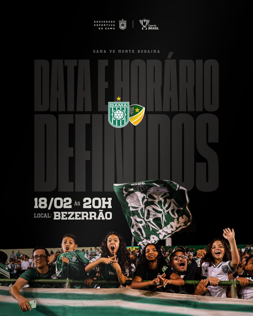 Tudo confirmado! 

Nosso duelo contra o Monte Roraima, pela Copa do Brasil, será dia 18, às 20h. Vamos lotar o Bezerrão e buscar a classificação! ✅