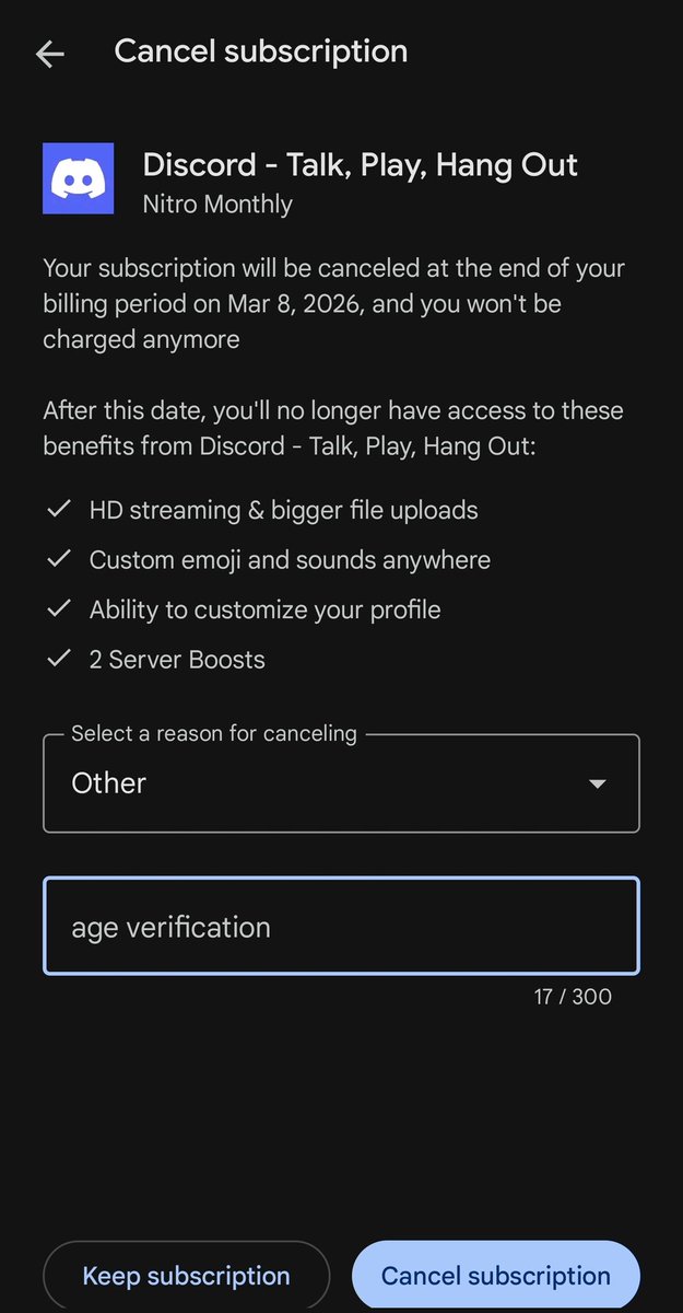 Everyone cancel your discord nitro and put this as your reason.