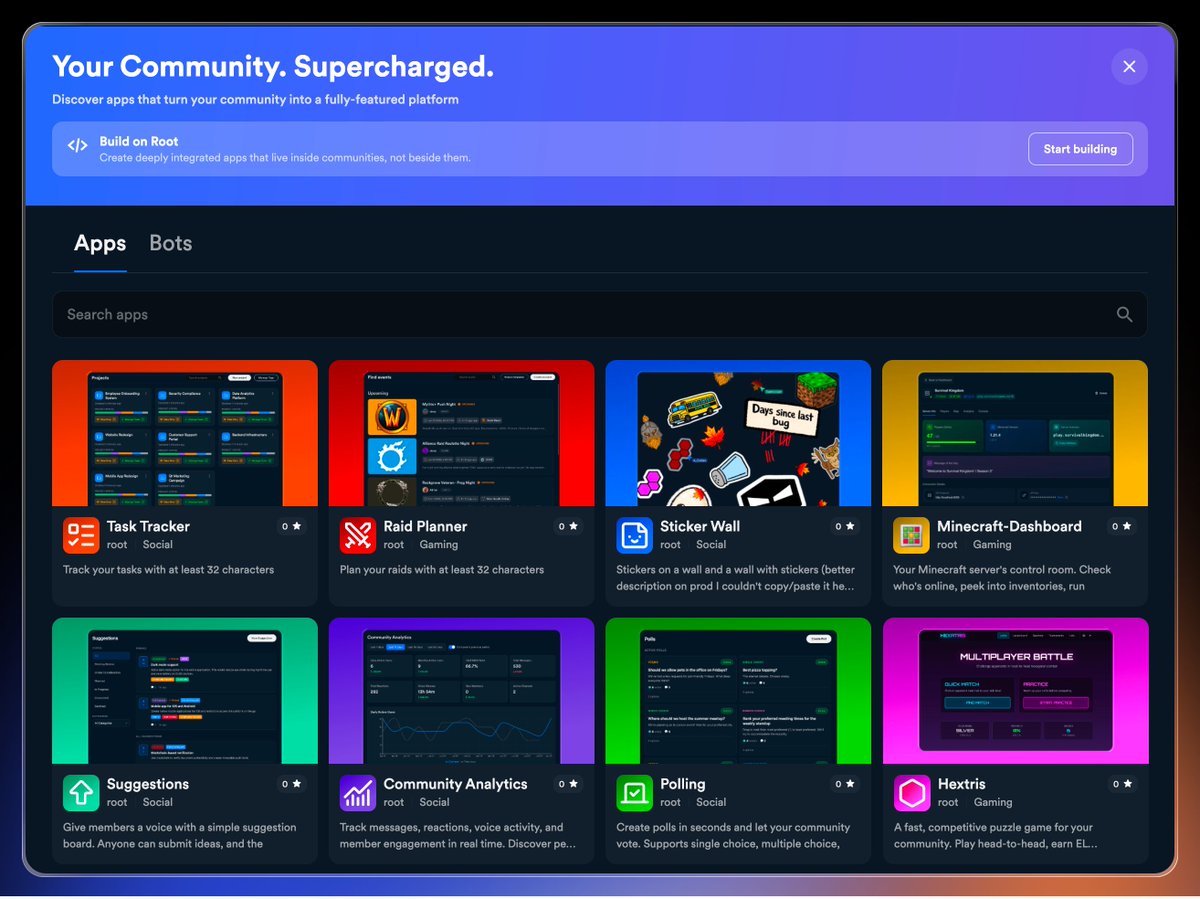 rootappofficial's tweet image. A sneak peak at the Root apps we've been testing in our community rootapp.gg/root

👀