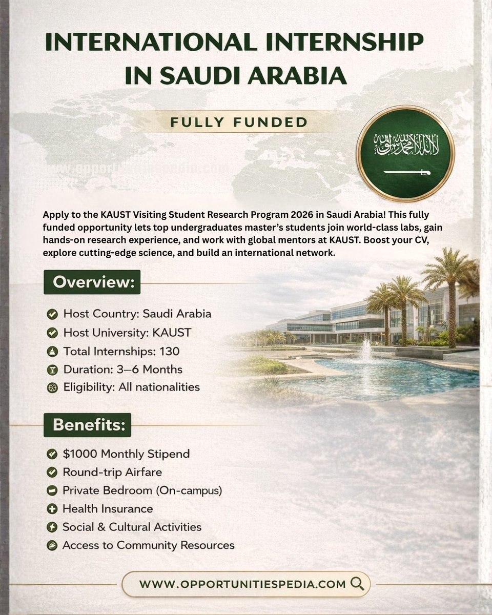 🇸🇦 3–6 Months Fully Funded Internship in Saudi Arabia | KAUST VSRP ...