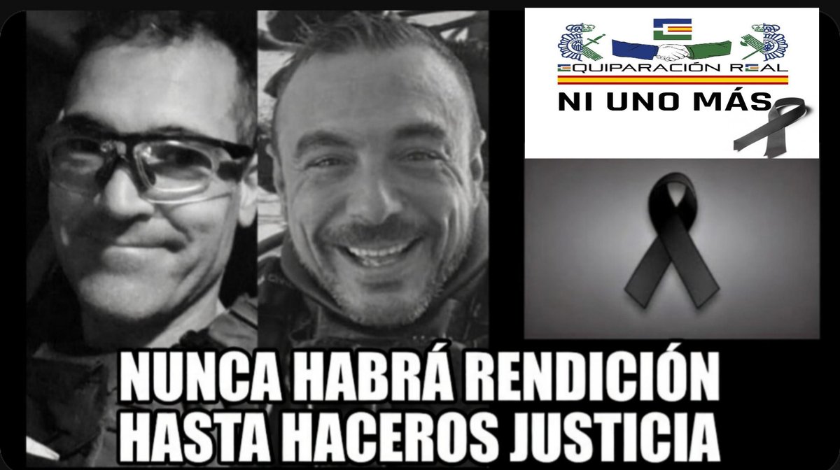 ERequiparacion's tweet photo. Hoy hace 2 años que fueron asesinados por narcotraficantes @navedelmisterio
Y @carmenporter_

La semana pasada os pedimos ayudar a Paqui Gómez, hoy hubiera sido un día estupendo para que hubiese estado en vuestro programa y entre todos se hubiera honrado a ellos.

Ella hubiera contado su calvario y de su familia como de David y expuesto que está #SOLA, que ha cambiado de abogado y cogido un despacho de potente renombre en este país, que está ante el ⚖️ Tribunal Supremo recorriendo @PoderJudicialEs pidiendo que se juzgue al mando que dio la orden de montarse en una Zodiac 6 agentes del GAR y GEAS, siendo el GAR no su especialidad en el agua.

Con narcolanchas como tiburones rondando a un pecesito que se metía en el agüita fria de ese puerto de @Ayto_Barbate y donde como en un circo romano, escorias de la sociedad chillaban, "Matarlos , Guardias Civiles HDP ..."

Ella como hoy explica el twitt hoy de @ERequiparacion está ante el TS ⚖️🇪🇸 para que quién dio la orden de montar 6 compañeros en una Zodiac de 5 metros ante varias narcolanchas de 5000 mil kilos, 14 a 16 metros sea juzgado por Homicidio por Imprudencia Grave.

Hoy hubiera sido para la familia de Horizonte 🫂🇪🇸 @navedelmisterio
@cuatro un buen día para que Paqui Gómez estuviera con vosotros.

Desde 👮‍♀️👮‍♂️💚💙#EquiparaciónREAL que representamos a más de 21.000 mil agentes, con una recaudación de todos ellos de más de 100.000 mil euros donados, sin subvenciones y solo con una misión que ellos nos pidieron hacer realidad la #GranDemandaJudicialPNGC con @DDuranabogados @mdurancampos y llevar la 
🟩🟦#EquiparaciónREAL, #JubilaciónREAL, #ProfesiónDeAltoRiesgoREAL y brechas de 40 años incumplidas hasta @EUCourtPress @ECHR_CEDH ⚖️🇪🇸🇪🇺 si hiciera falta.

⬛ Solo os pedimos: 

LLEVAR A PAQUI GOMEZ, MADRE DE MIGUEL ANGEL, GUARDIA CIVIL DEL GEAS ASESINADO EN BARBATE, A VUESTRO 📺PROGRAMA @navedelmisterio
@carmenporter_ #Horizonte en @cuatro

Gracias 🙏🖤💚🕊️

https://t.co/jdu0hZm32Q