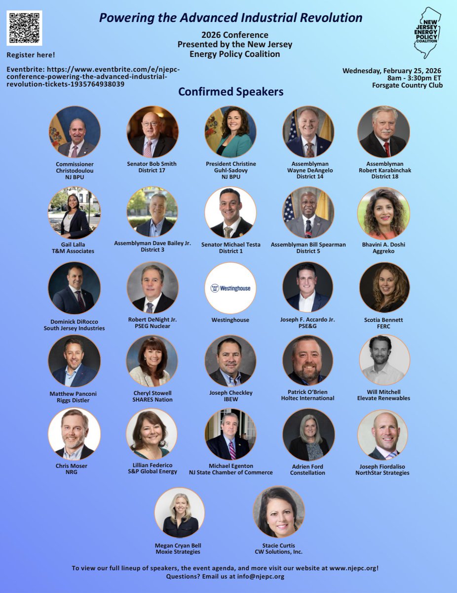 Powering the Advanced Industrial Revolution in New Jersey
 
Join us on February 25, 2026, at Forsgate Country Club for the NJEPC Conference – Powering the Advanced Industrial Revolution.

Register here: eventbrite.com/e/njepc-confer…