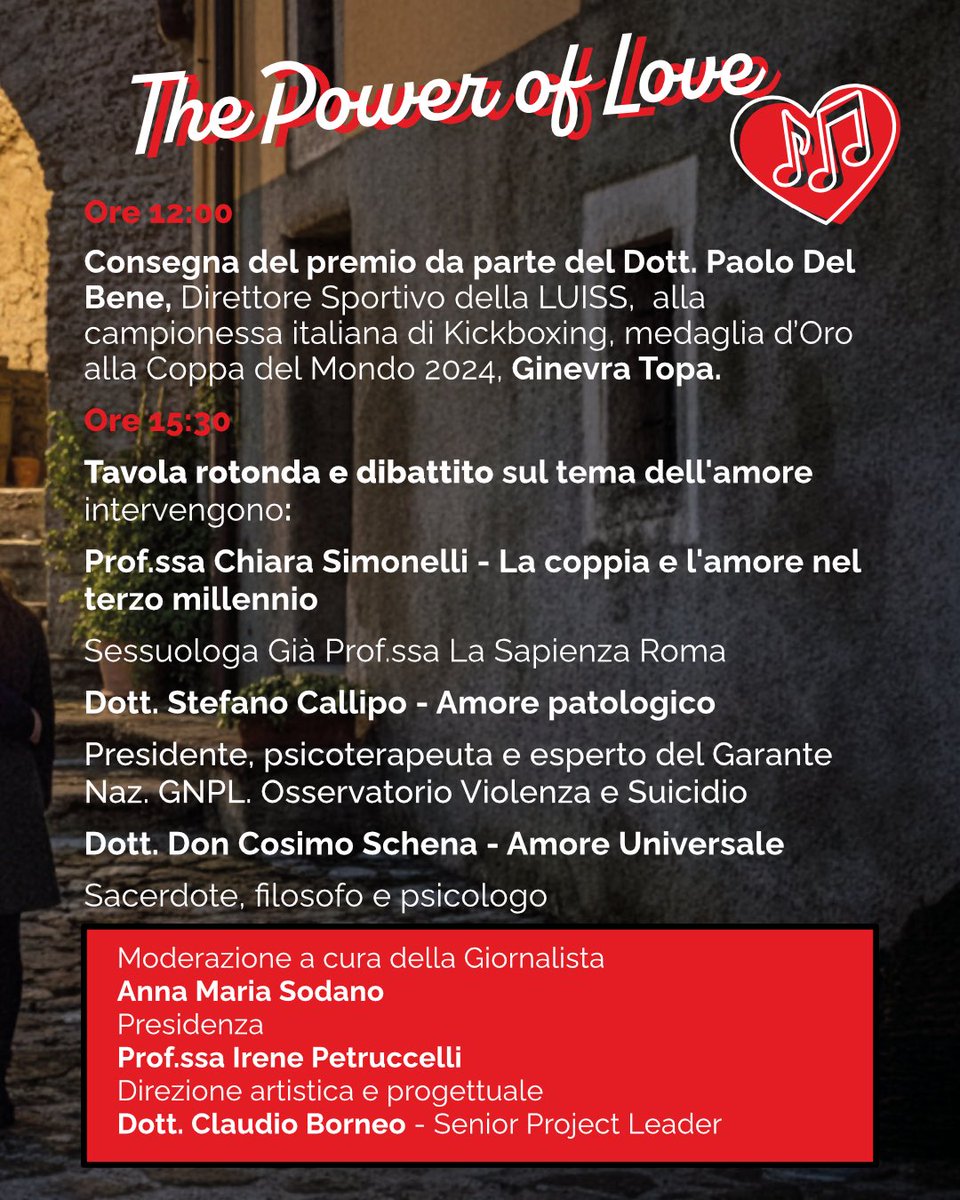 CBorneoSindaco's tweet photo. 🔴 Abriola : 🗓️Save the Date!
Il 13 Febbraio, nel paese di San Valentino si inaugura la 1ª edizione del Festival dell’Amore!💘
Una giornata ricca di ospiti e di appuntamenti ai quali non puoi mancare!
Scopri il programma completo! 👇

#notizie #valdagri #press https://t.co/jxZs4nf8E6