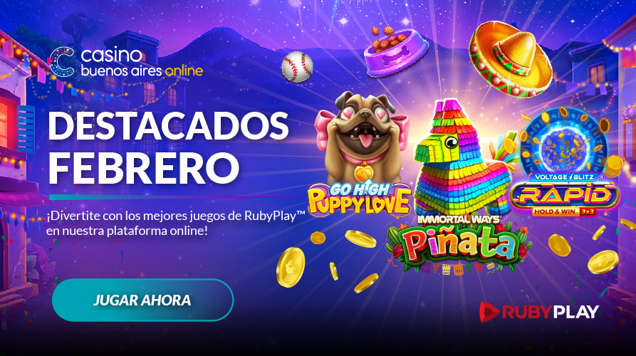 Los favoritos de febrero ya están acá 🔥
Go High Puppy Love, Immortal Ways Piñata y Rapid Hold &amp; Win 3x3 te esperan para subir la apuesta desde donde estés.

🎮 Jugá online
✨ Elegí tu favorito
🚀 Sentí la emoción

#JuegosDeFebrero #CasinoOnline #RubyPlay