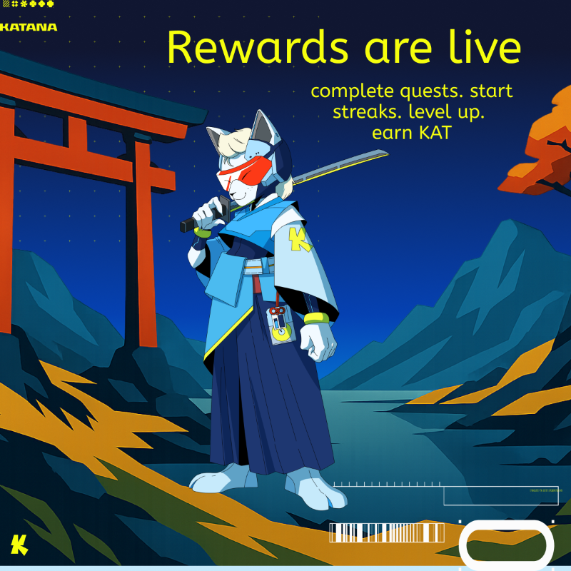 katana's tweet photo. Rewards are live in the Katana App!

We're building a DeFi Super App and this is your chance to get in early

Get started today to earn XP for your every day onchain activity on Katana. Complete quests and weekly streaks for added multipliers.