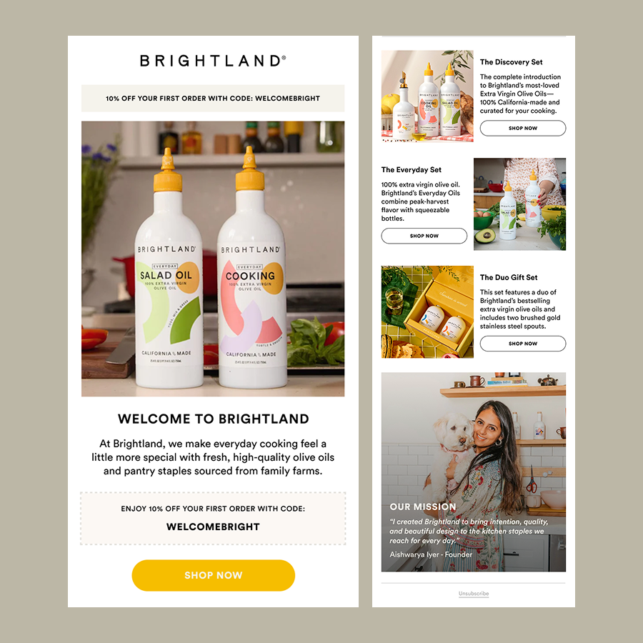 aqeedatemails's tweet photo. Welcome email design for Brightland. https://t.co/zFCRTarOcp
