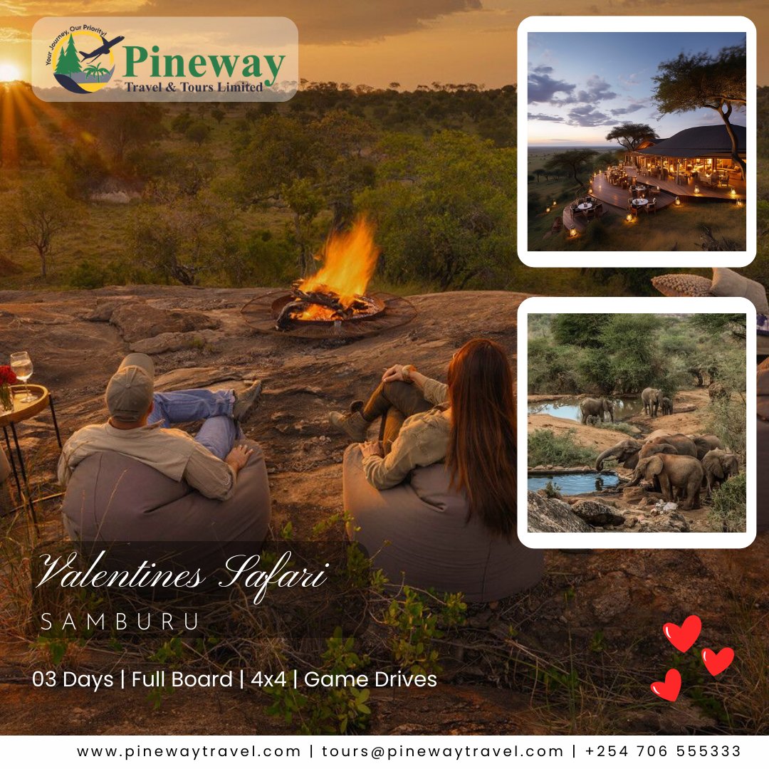 pinewaytravel's tweet photo. 𝐓𝐡𝐢𝐬 𝐕𝐚𝐥𝐞𝐧𝐭𝐢𝐧𝐞’𝐬, 𝐞𝐬𝐜𝐚𝐩𝐞 𝐭𝐨 𝐒𝐚𝐦𝐛𝐮𝐫𝐮 𝐟𝐨𝐫 𝐚 𝐥𝐨𝐯𝐞 𝐬𝐭𝐨𝐫𝐲 𝐬𝐞𝐭 𝐢𝐧 𝐭𝐡𝐞 𝐰𝐢𝐥𝐝 

A 3-day safari getaway made for couples who want quiet moments, big landscapes, and unforgettable wildlife. https://t.co/rdmYxWsZPy