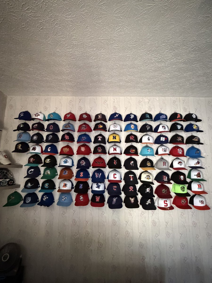 I’m currently rearranging my hats in my apartment and this is how far I’ve gotten so far with a long way to go still!