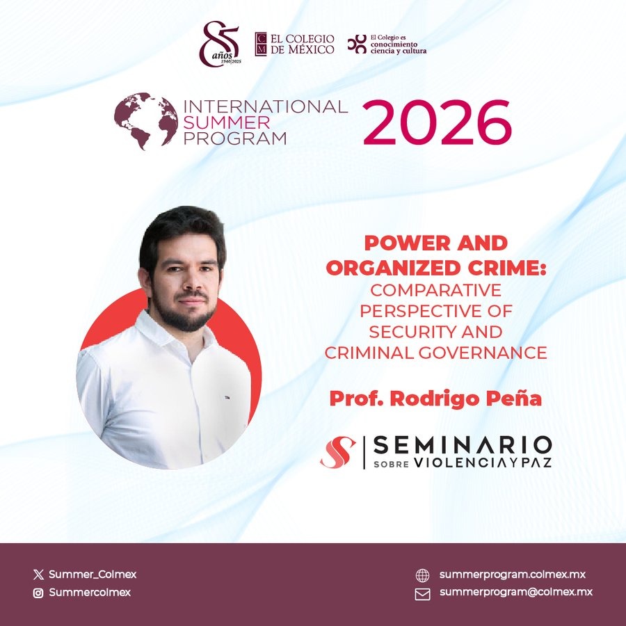 📢📖 Explore key challenges in #Security and #CriminalGovernance 🌍
Learn from experts at <a href="/elcolmex/">El Colegio de México</a> and <a href="/SViolenciayPaz/">Seminario sobre Violencia y Paz</a>, drawing on history, economics, and international relations.
🗓️ Deadline: May 15
📍 summerprogram.colmex.mx/en/admission
#ISP2026