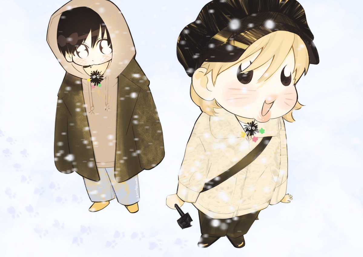 2cool4koomi's tweet image. 2 puppies exploring snow covered sapporo #kookmin #국민연성