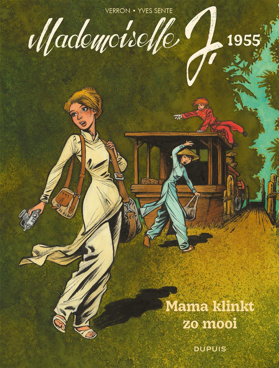 stripland_BENL's tweet photo. 1955, Mama Klinkt Zo Mooi, deel 4 van Mademoiselle #J. Na #WOII maakt #Juliette carrière als reporter-schrijfster. Tijdens een signeersessie ontmoet ze een Vietnamese non die wordt achternagezeten door een gewapende schurk. Deze week te koop. #Verron #YvesSente #Robbedoes #Dupuis https://t.co/eDqyWc32F6