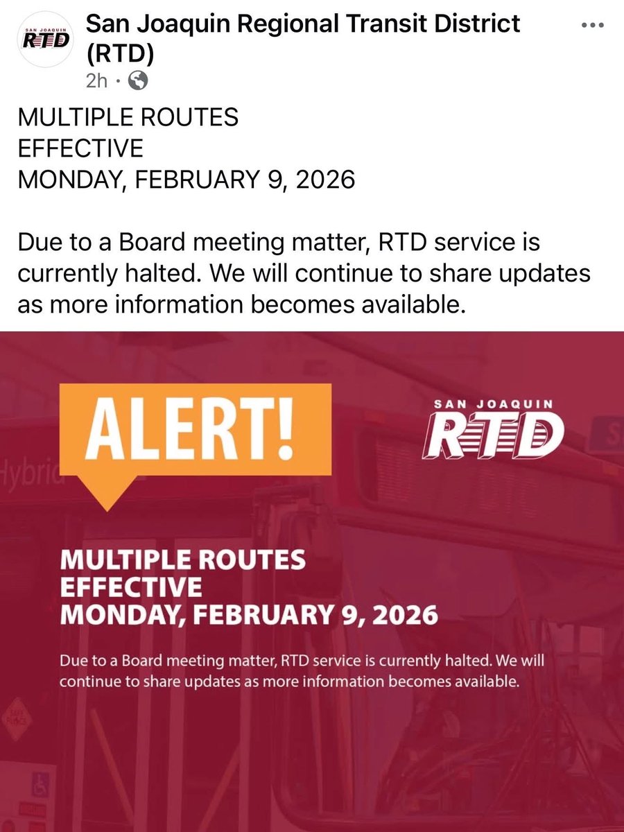BREAKING: Public RTD Service Halt Sparks Outrage as Mayor Demands Immediate Restoration 🚍🚫

San Joaquin Regional Transit District riders have been left stranded Monday without warning after multiple routes were halted due to what RTD described as a “Board meeting matter,”