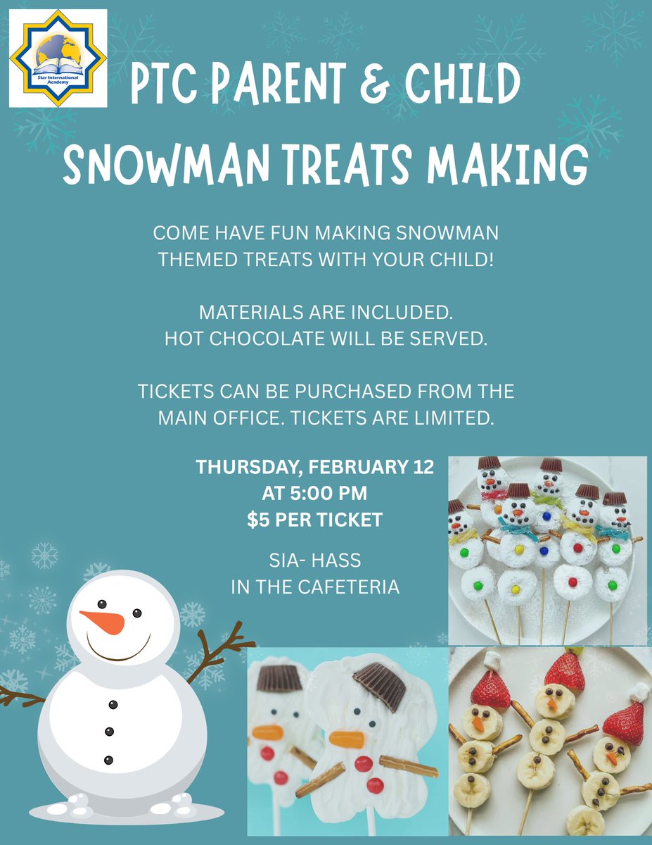 PTC Parent and Child Snowman Treats Making  psqr.io/Ocmu5vtgzB via <a href="/ParentSquare/">ParentSquare</a>