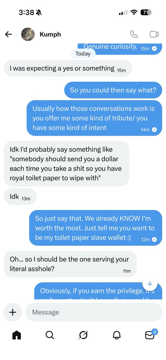 yrgoddesskenzie's tweet photo. A story in 4 acts. If you laughed or eye rolled, please feel free to send sympathy coffee. Or, apparently, toilet paper, sinch this man is not buying it. #findom #findomfail
findom timewaster joke femdom assworship https://t.co/j2xuBjeDWv