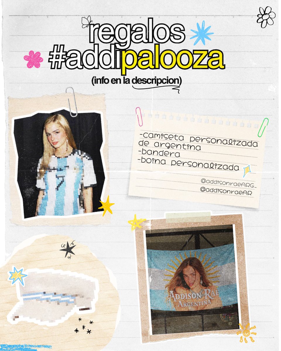 REGALO ADDISON RAE ARGENTINA 💛

El mínimo es de $1.500 pesos en regalos generales para poder solventar los gastos | MANDA DM O COMENTA SI QUERES SER PARTE Y TE ENVIAMOS LOS DATOS PARA LA TRANSFERENCIA!