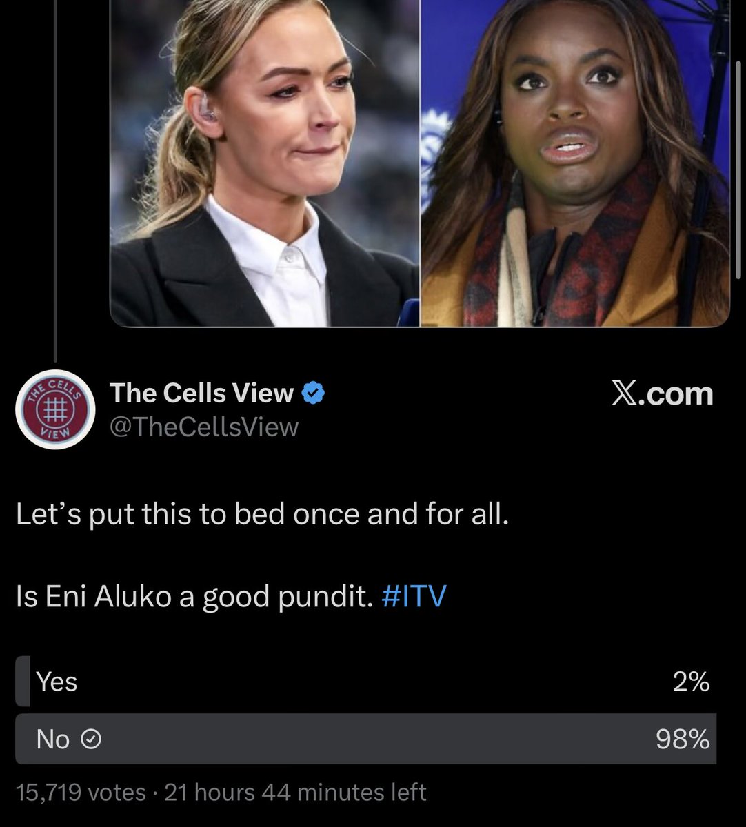 Never seen anything unite football fans more on an opinion than Eni Aluko 😂