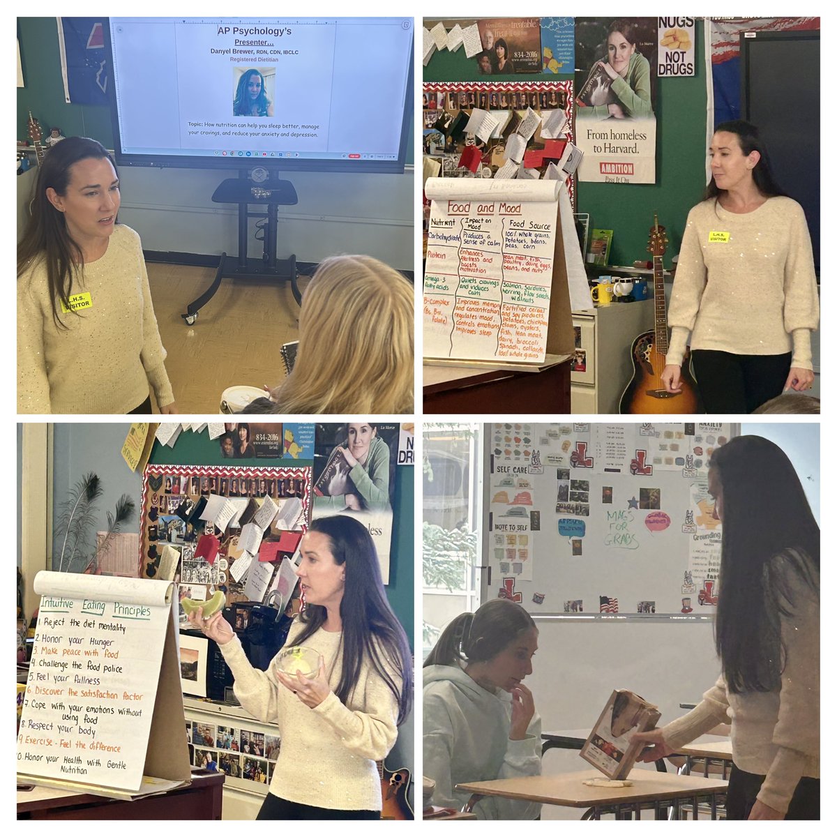 RossiPsycGlobal's tweet photo. Danyel Brewer is a sought-after dietitian and great speaker who’s terrific at sharing her knowledge about food and mood with @LancasterCSD students in AP Psych. Thanks Danyel!! https://t.co/jI3qP4vqa2