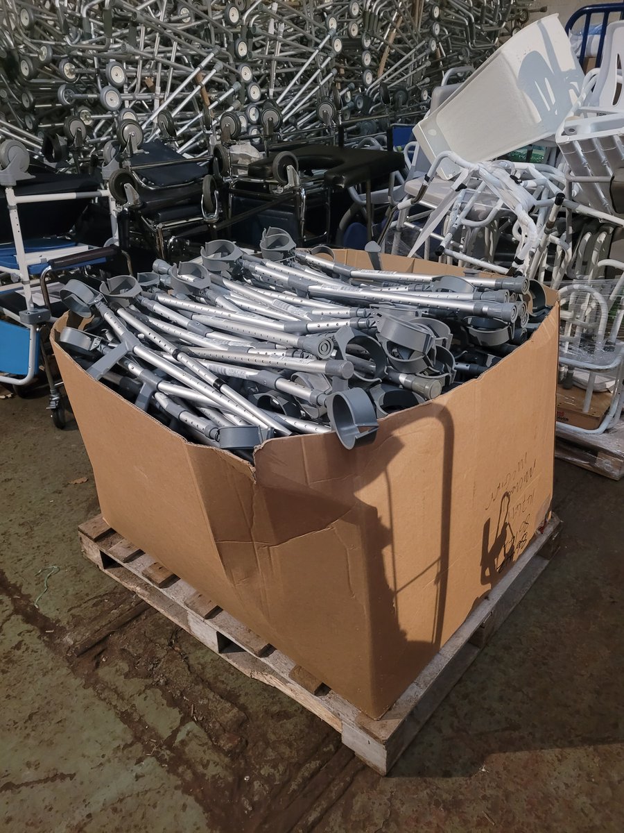 BurdenIn2Action's tweet photo. We are thankful for recent donations of mobility aids, medical consumables and hospital mattresses and pillows.

The warehouse is filling up nicely in advance of the next container to Ukraine, which is now a bit more organised! https://t.co/4Xx2E0fcEK