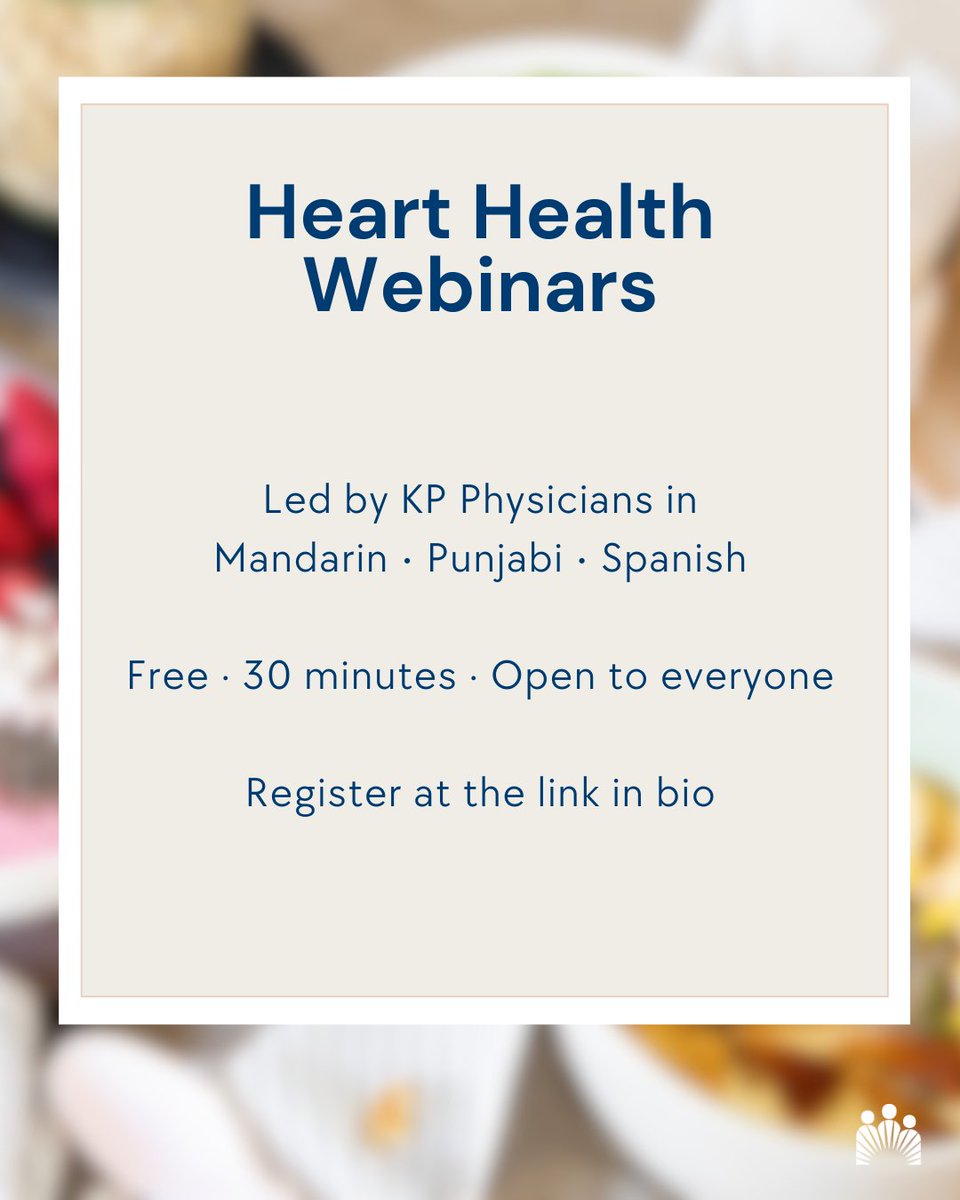 kpwashington's tweet photo. Heart health, in your language. ❤️ 
Free 30-minute webinars in Mandarin, Punjabi, and Spanish, led by bilingual KP physicians. Open to everyone. 

Register here: https://t.co/G80yU8ybbo https://t.co/7y3VfGDTxN