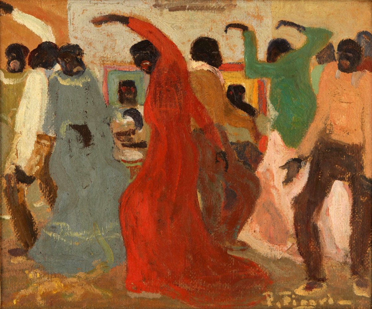 #LaObraDelDía➜ #Carnaval Donada por María Luisa Bemberg, “Candombe o Candombe de carnaval” (ca. 1932), de Pedro Figari, refleja la alegría y el movimiento de esta fiesta. El uruguayo rescata la figura del negro, su música y sus danzas como expresión de identidad y resistencia.