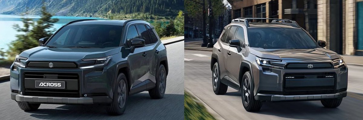 turbo7web's tweet photo. Suzuki mi, yoksa amblemi değişmiş bir Toyota mı? 🤔

Yeni Suzuki Across duyuruldu! 🚗 Ancak bir farkla: Artık ikiz kardeşi Toyota RAV4’ün neredeyse birebir kopyası haline gelmiş durumda.

🔹 RAV4 Platformu 🔹 Hibrit güç 🔹 Aynı tasarım
Sizce "ikiz model" stratejisi mantıklı mı? https://t.co/VIOBglOOTe