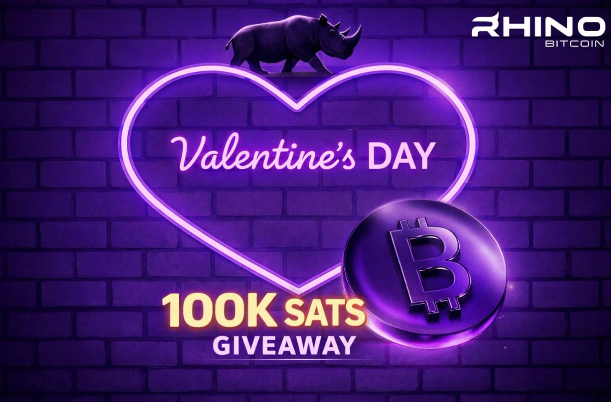Valentine’s Day is around the corner and Rhino wants to make sure you’ve got the sats to give that special someone a beautiful day.

5 winners. 20,000 sats each.

Winners will be selected daily at noon ET starting February 10 through Valentine’s Day.

How to qualify:
⚡️ Like and