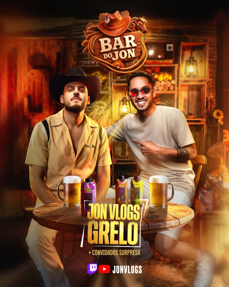 BAR DO JON FT. GRELO + CONVIDADOS SURPRESA!  

Hoje, 21h00!    

Espero vocês 🫶