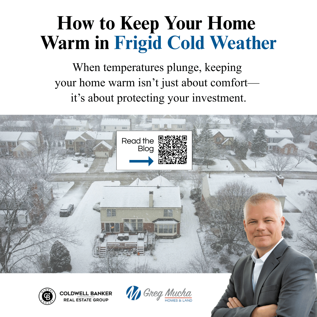 GregMucha's tweet image. How to Keep Your Home Warm in Frigid Cold Weather 🥶 - When temperatures plunge, keeping your home warm isn’t just about comfort—it’s about protecting your investment. - Read the blog  👉  mucharealestate.com/blog/  #chicagowinter #coldtemps #winter2026 #lemontrealtor