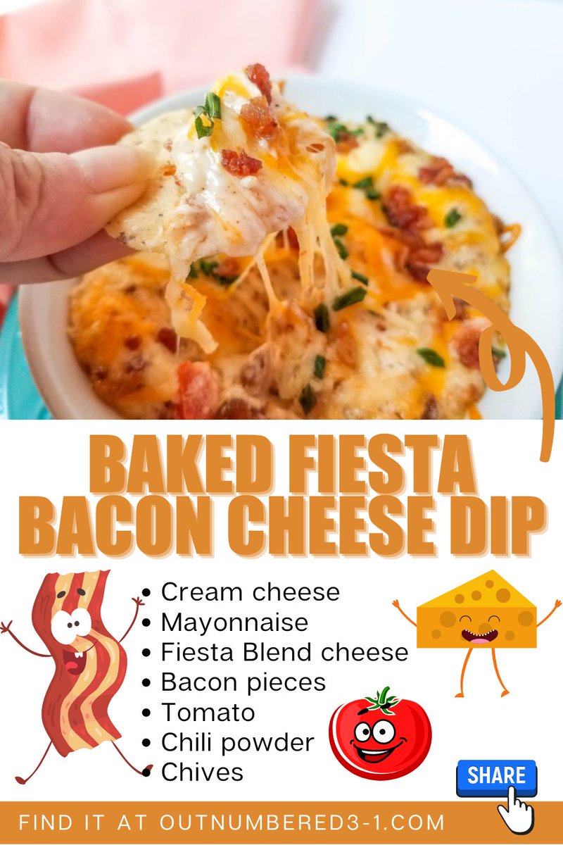 Baked Fiesta Bacon Cheese Dip >> outnumbered3-1.com/2019/08/baked-…