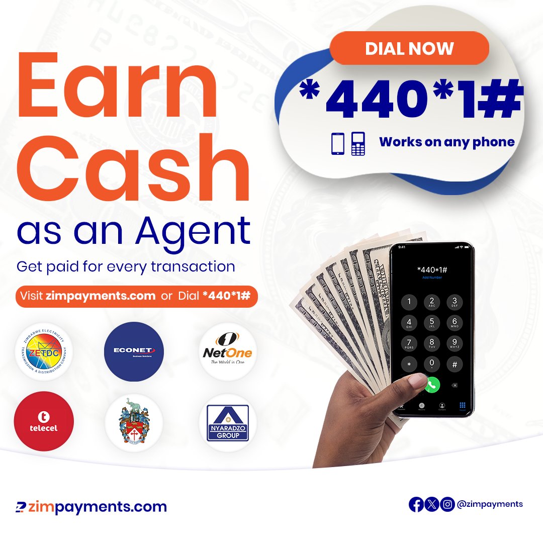 zimpayments's tweet photo. Do you want to earn extra cash? Register now to become a zimpayments agent. Dial *440*1# or visit https://t.co/HJm2NvF6gp now! https://t.co/kji961lhND
