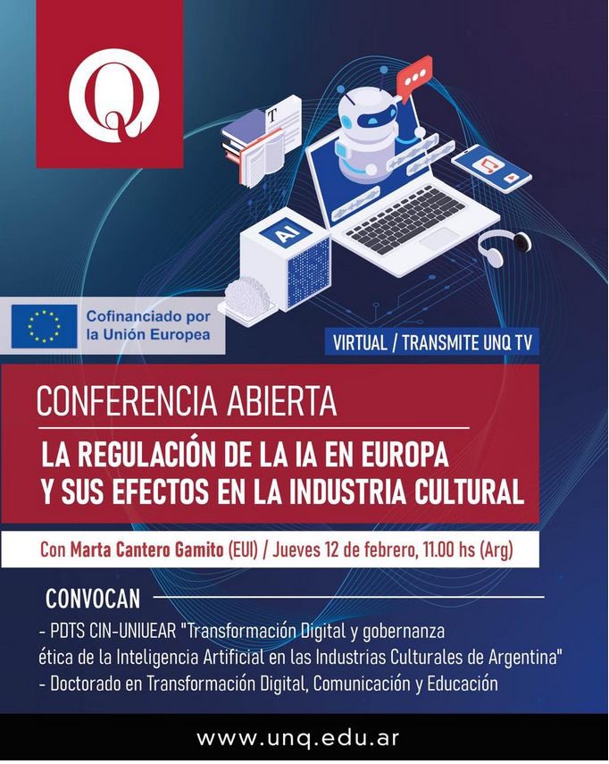 En el marco del proyecto “Alianza Universitaria Unión Europea – Argentina para la trasformación digital”, los invitamos a participar de la conferencia virtual a cargo de la experta internacional Marta Cantero Gamito. 

🗓️ Jueves 12/2 - 11hs

👉 unq.edu.ar/noticias/confe…