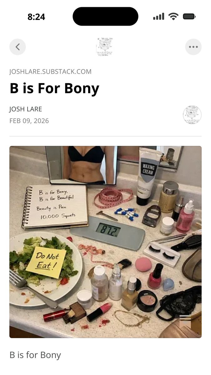 LaRe60893499044's tweet image. 1/ Confidence is a play directed by me before the eyes of an audience.
2/ “B is for Bony, B is for Beautiful.”
3/ Every meal, the mind preaches distortion.
4/ Beauty is pain, isn’t it?

#BodyDysmorphia #PoetryThread #QueerVoices #FeministPoetry 
open.substack.com/pub/joshlare/p…