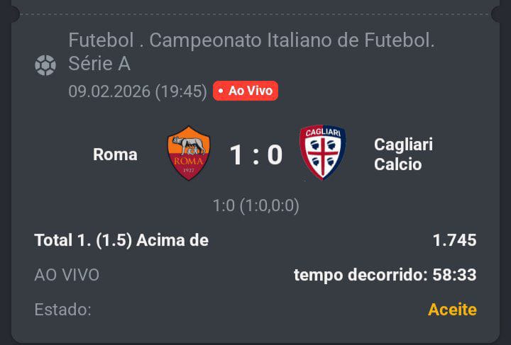 🔥 Live🔥

💎 1.5 Gols Casa FT 💎