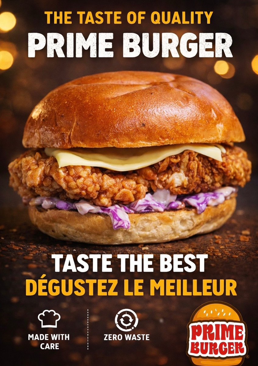 ماشي غير برجر… تجربة تتعاش 🍔
#برايم_برجر #PrimeBurger
#برجر #مطاعم_الجزائر
#أكل_بنين ComingSoon 🍔🔥⁩