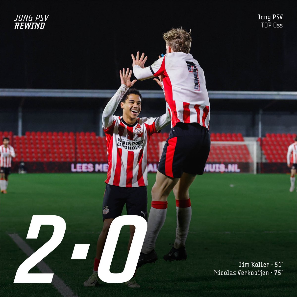 PSV's tweet photo. Jong PSV beslist het duel in de tweede helft en wint voor de derde keer op rij in eigen huis ๐คฉ
#JPSTOP https://t.co/SB3UemI2xx