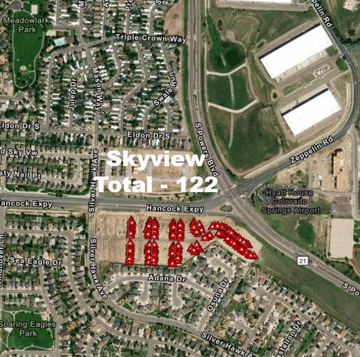 PPRBD's tweet image. The Skyview neighborhood in SE @CityofCOS saw a lot of growth in 2025.

We issued permits for 122 new townhomes in the neighborhood near Hancock and Powers Blvd.   That's more than a 500% increase over 2024. #housing #newhouse #newhome #construction #homebuilding