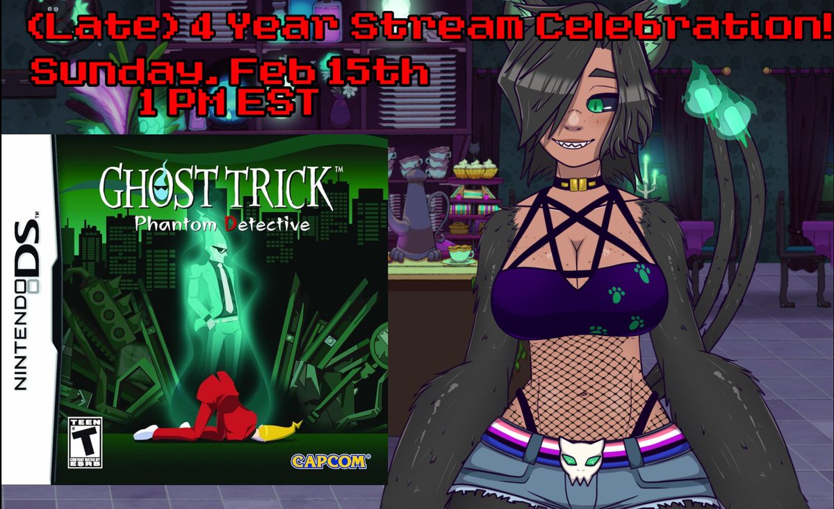 RaiTheNekomata's tweet photo. 4 Years, Holy shit!

It's a week late, but we're properly celebrating my 4 Year anniversary this sunday! 

I'll be doing a start to finish playthrough of an old favorite of mine, that got a recent remake: Ghost Trick!

Maybe a few guests will even join us? Come and find out! https://t.co/9qypSRY7ow