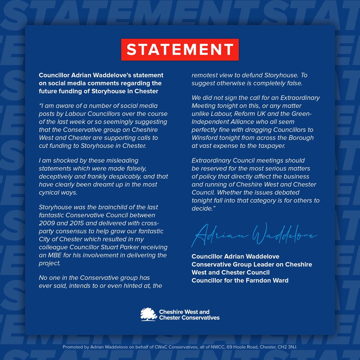 CWaCTory's tweet photo. 🆕 A statement from the Conservative group condemning @cwaclabour councillors for their ‘misleading’ social media posts. People like @BenWalkerUK https://t.co/aMTsOikv7M
