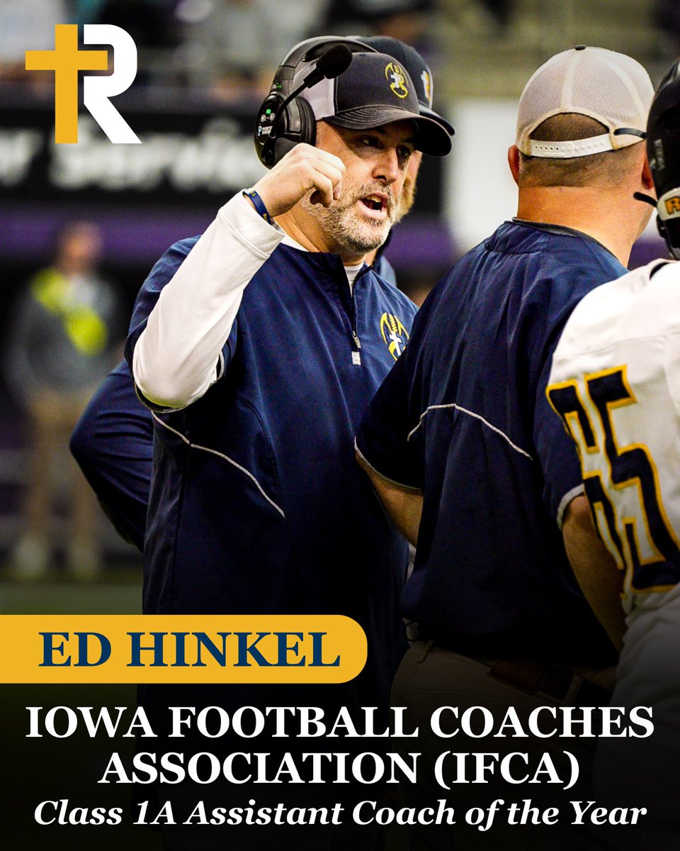 Regals_Football's tweet image. Coach Ed Hinkel has been selected as the 1A Assistant Coach of the Year by the Iowa Football Coaches Association! 
Our program is only as good as the staff and players I am surrounded by! We have some great ones here! Congrats, Coach! Well deserved!🏈🙌🏼😁