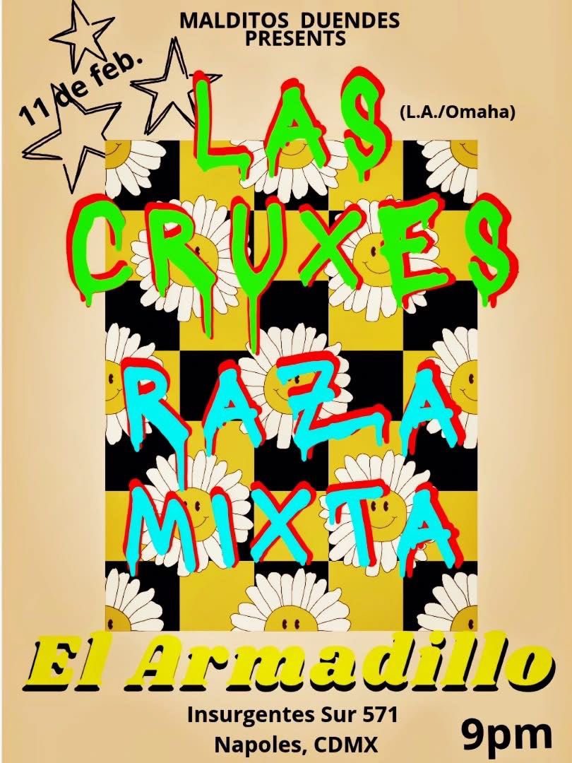 razamixtarock's tweet photo. Este miércoles rock punk funk en vivo en EN EL ARMADILLO 💥🥁Woooootttiiikkkiiii🌀💜 #razamixta #lascruxes ☮️🎸Yeeeeaaa🪘😃 https://t.co/ESuNYIic5r
