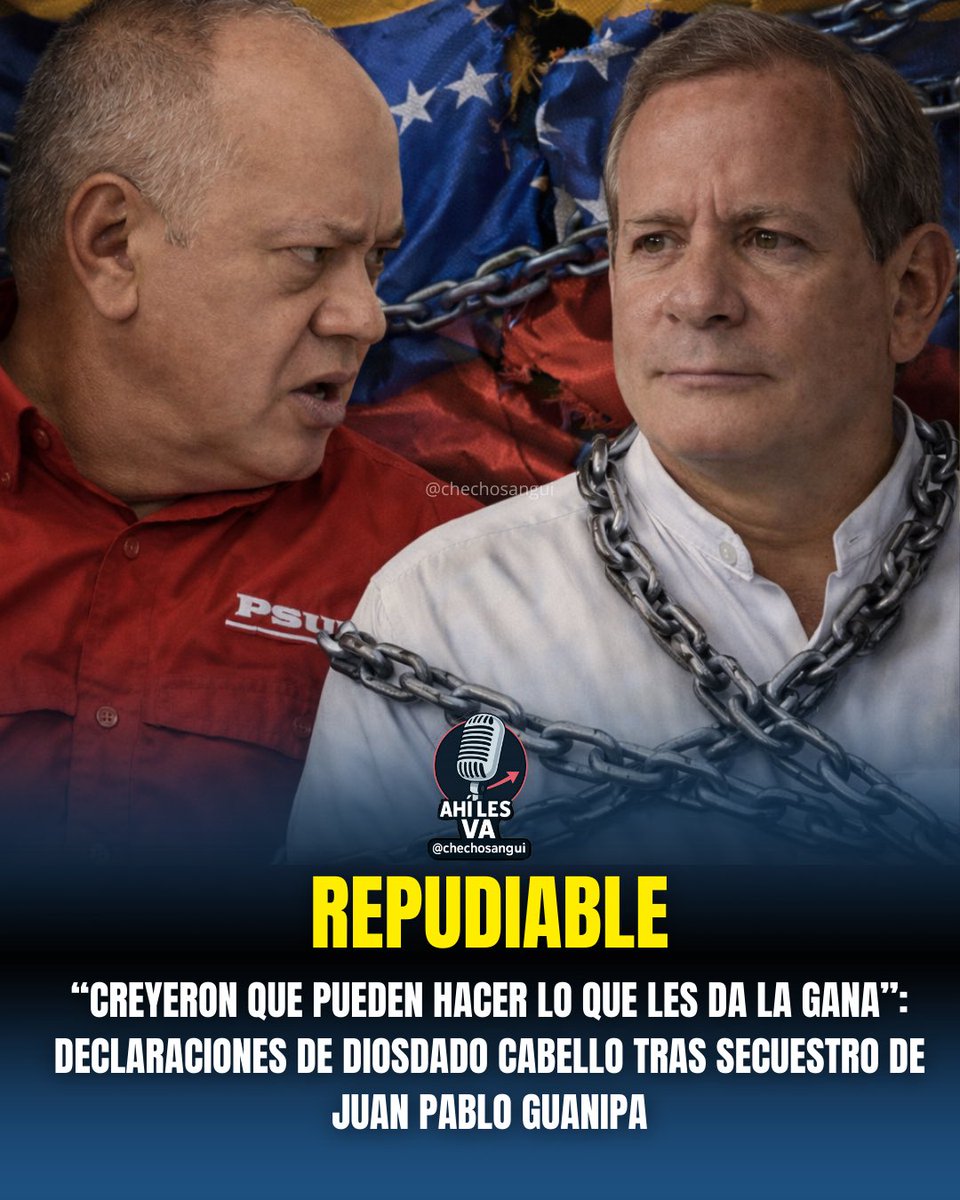 🚨 “Creyeron que pueden hacer lo que les da la gana”. Con esa frase, Diosdado Cabello reaccionó tras la nueva detención de Juan Pablo Guanipa, dejando un mensaje desafiante que ha generado indignación.

⚠️ El dirigente fue retenido nuevamente pocas horas después de haber sido