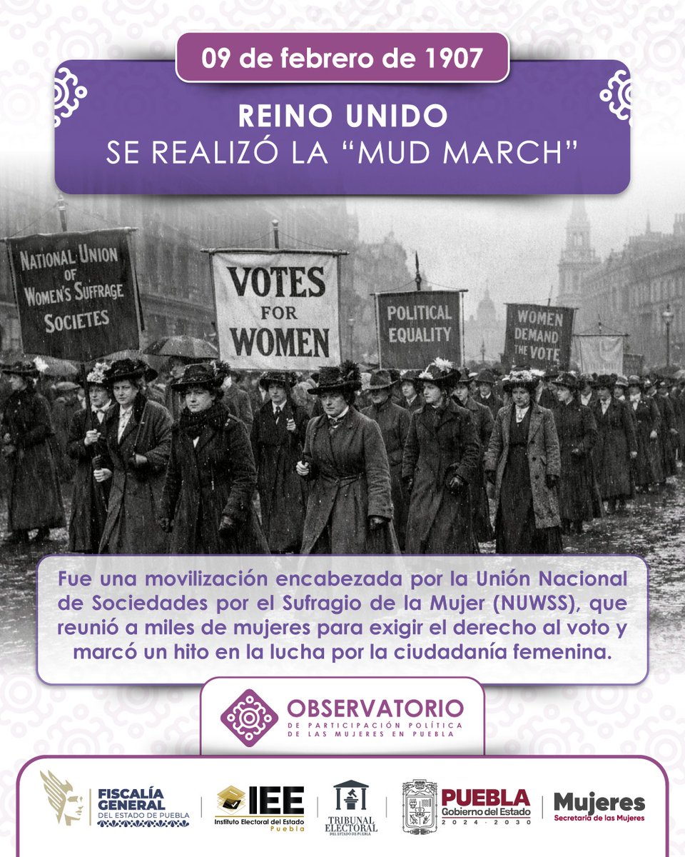 #UnDíaComoHoy pero de 1907, se realizó en Reino Unido la histórica “Mud March”, una manifestación clave en la lucha por el sufragio femenino. ♀️🏛️

#MudMarch #SufragioFemenino #HistoriaDeLasMujeres
